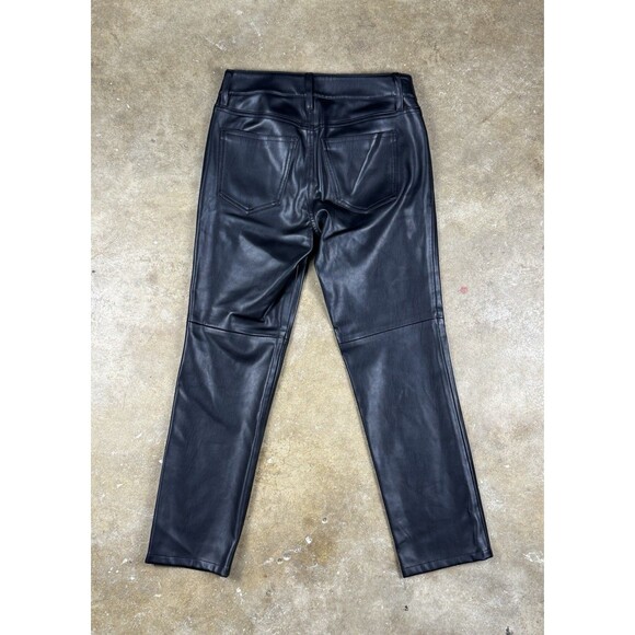 Ann Taylor Factory Faux Leather Pants Women 00P‎ Black Slim Fit Ankle - Picture 2 of 8